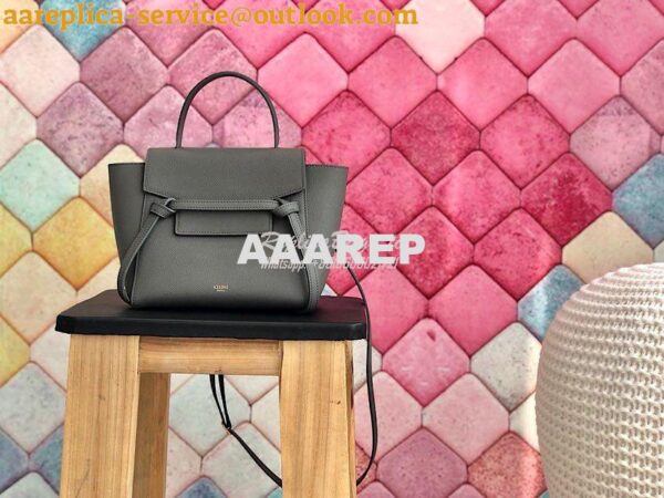 Replica Celine Nano Belt Bag In dark grey Grained Calfskin 185003 3