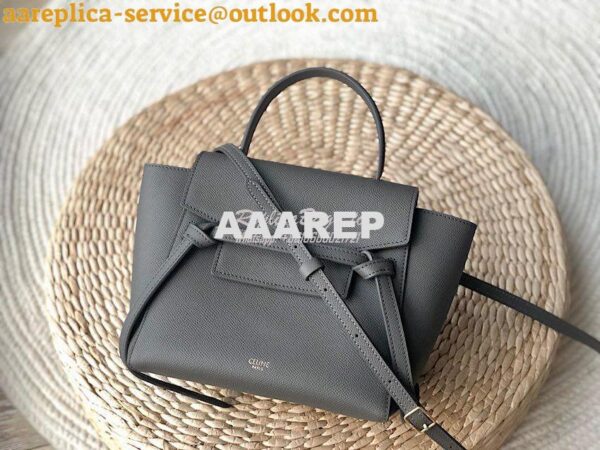 Replica Celine Nano Belt Bag In dark grey Grained Calfskin 185003 4