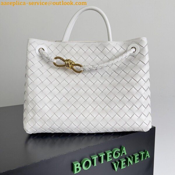 Replica Bottega Veneta Medium Andiamo Bag In White Intrecciato Lambskin 5