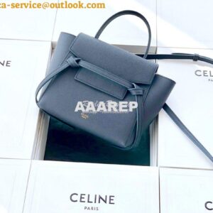 Replica Celine Nano Belt Bag In dark navy Grained Calfskin 185003