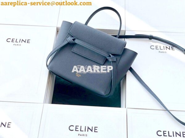 Replica Celine Nano Belt Bag In dark navy Grained Calfskin 185003 3