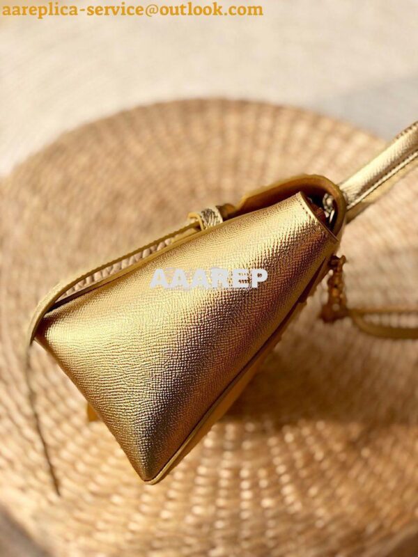 Replica Celine Nano Belt Bag in Gold Laminated Grained Calfskin 185003 5