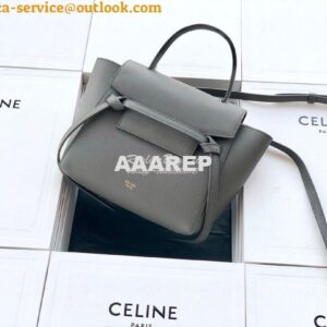 Replica Celine Nano Belt Bag In grey Grained Calfskin 185003