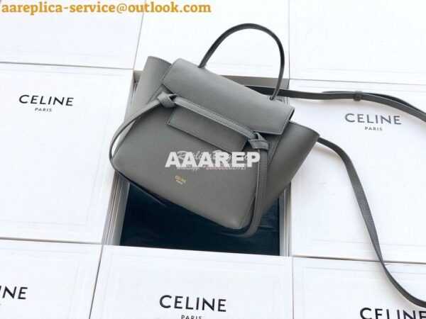 Replica Celine Nano Belt Bag In grey Grained Calfskin 185003 3