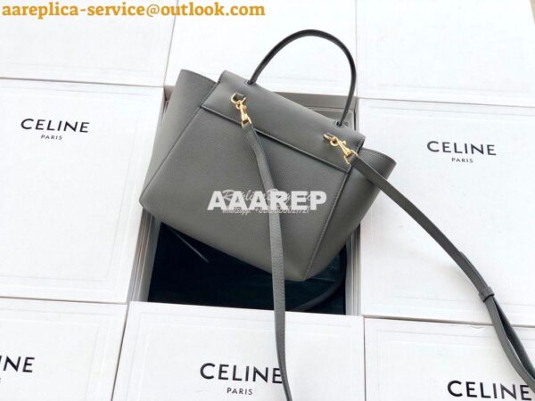 Replica Celine Nano Belt Bag In grey Grained Calfskin 185003 4