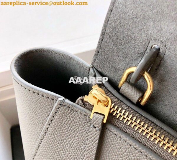 Replica Celine Nano Belt Bag In grey Grained Calfskin 185003 9