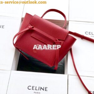 Replica Celine Nano Belt Bag In red Grained Calfskin 185003