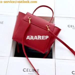 Replica Celine Nano Belt Bag In red Grained Calfskin 185003 2