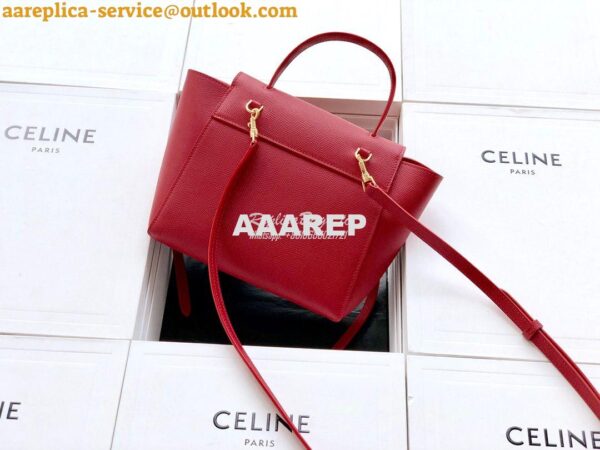 Replica Celine Nano Belt Bag In red Grained Calfskin 185003 4