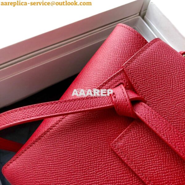 Replica Celine Nano Belt Bag In red Grained Calfskin 185003 9