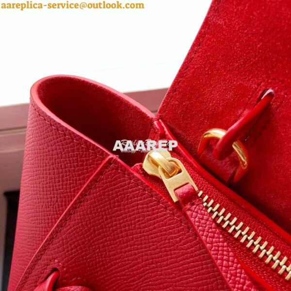 Replica Celine Nano Belt Bag In red Grained Calfskin 185003 10