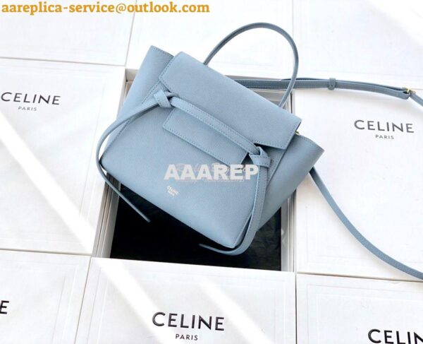 Replica Celine Nano Belt Bag Light Blue Grained Calfskin 185003 3