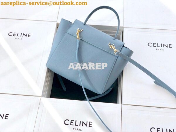 Replica Celine Nano Belt Bag Light Blue Grained Calfskin 185003 4