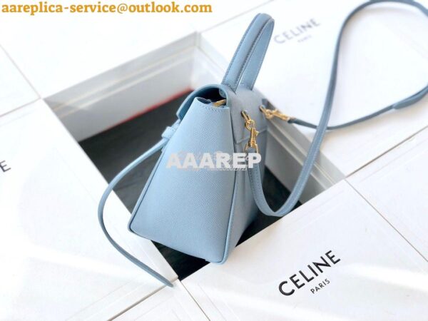 Replica Celine Nano Belt Bag Light Blue Grained Calfskin 185003 5