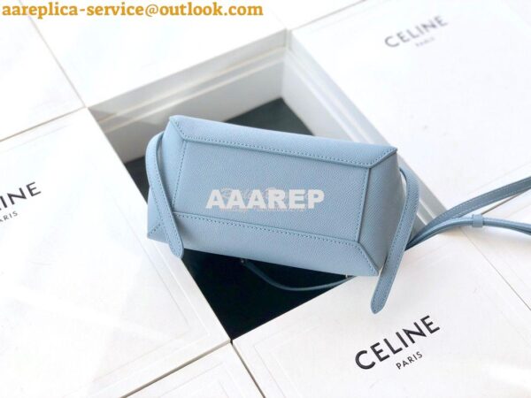 Replica Celine Nano Belt Bag Light Blue Grained Calfskin 185003 6