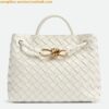 Replica Bottega Veneta Small Andiamo Bag In White Intrecciato Lambskin