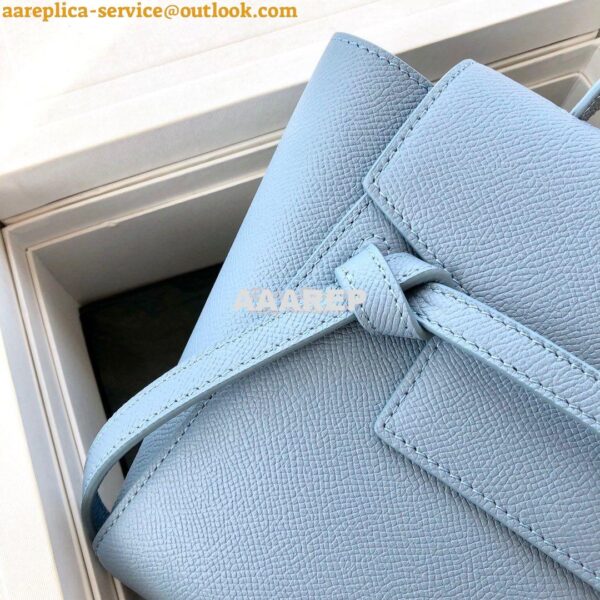 Replica Celine Nano Belt Bag Light Blue Grained Calfskin 185003 9