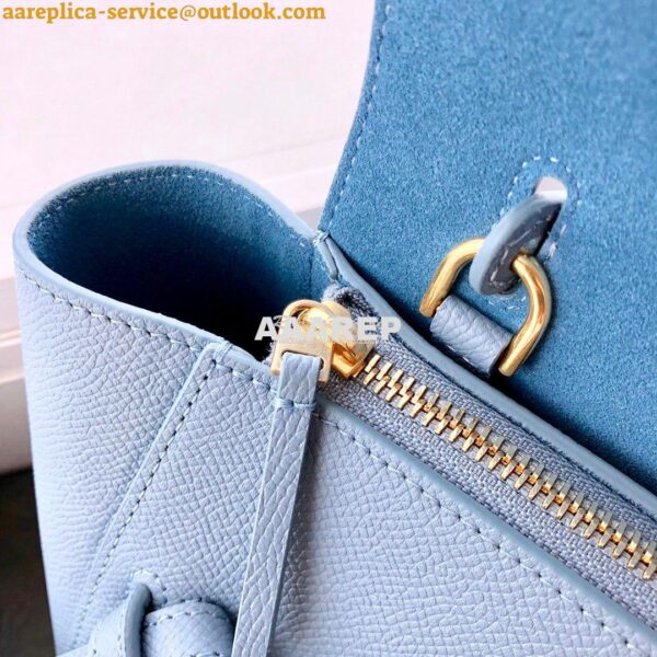 Replica Celine Nano Belt Bag Light Blue Grained Calfskin 185003 10