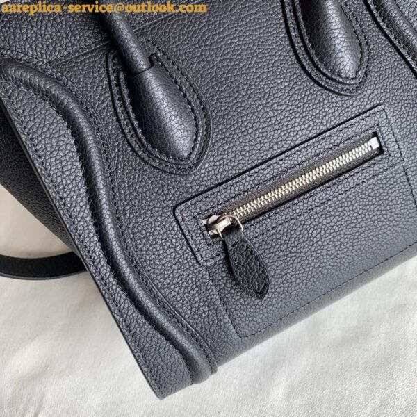 Replica Celine Nano Luggage Tote Bag In Black Drummed Calfskin 4