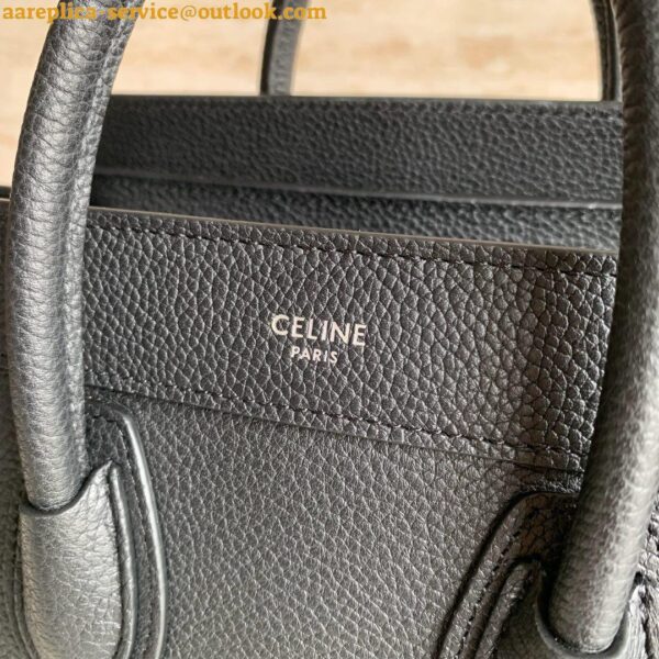 Replica Celine Nano Luggage Tote Bag In Black Drummed Calfskin 5