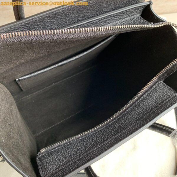 Replica Celine Nano Luggage Tote Bag In Black Drummed Calfskin 8