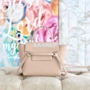 Replica Celine Nano Belt Bag Pale Pink Grained Calfskin 185003