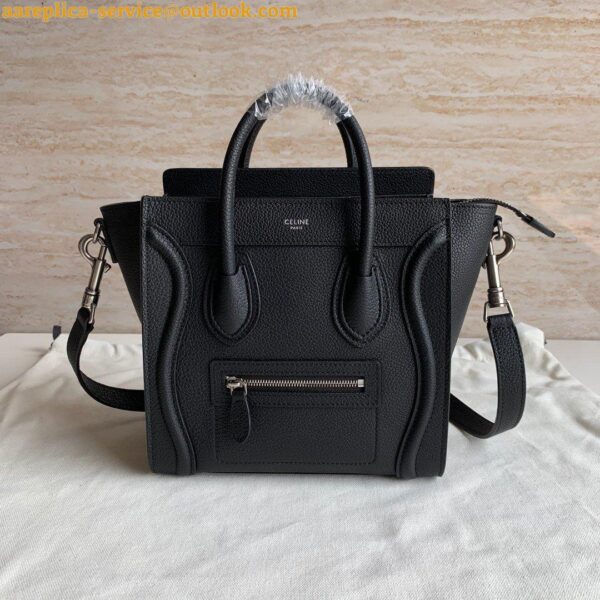 Replica Celine Nano Luggage Tote Bag In Black Drummed Calfskin 13