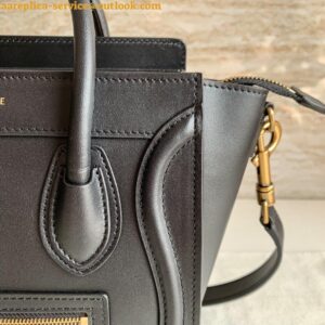 Replica Celine Nano Luggage Tote Bag In Black Smooth Calfskin 2