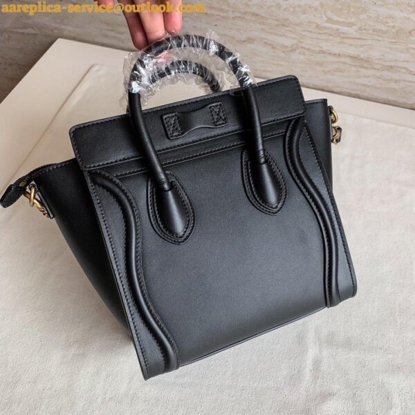 Replica Celine Nano Luggage Tote Bag In Black Smooth Calfskin 8