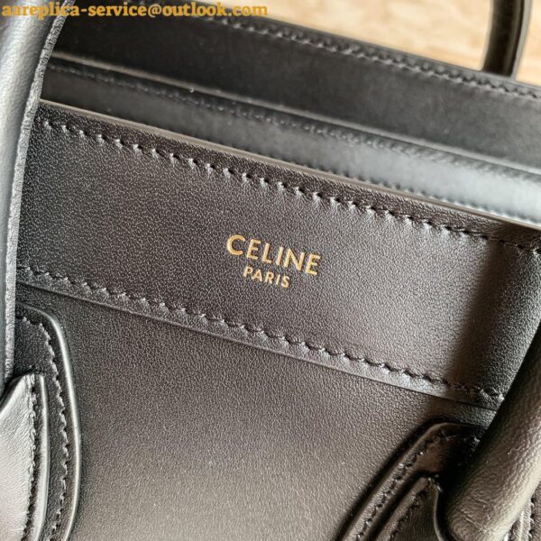 Replica Celine Nano Luggage Tote Bag In Black Smooth Calfskin 12