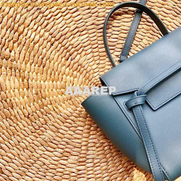 Replica Celine Nano Belt Bag Slate Blue Grained Calfskin 185003 4