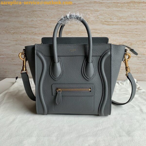 Replica Celine Nano Luggage Tote Bag In Kohl Drummed Calfskin 5