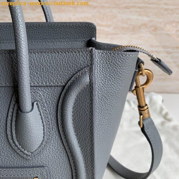 Replica Celine Nano Luggage Tote Bag In Kohl Drummed Calfskin 7