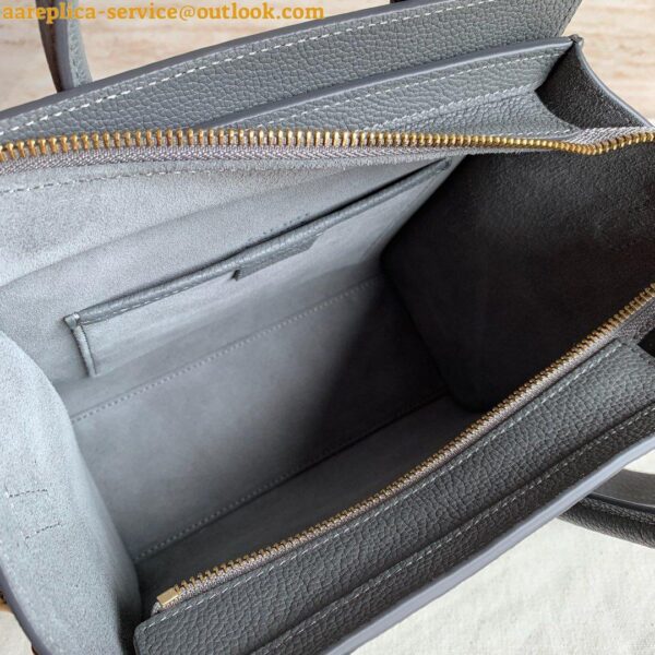 Replica Celine Nano Luggage Tote Bag In Kohl Drummed Calfskin 9