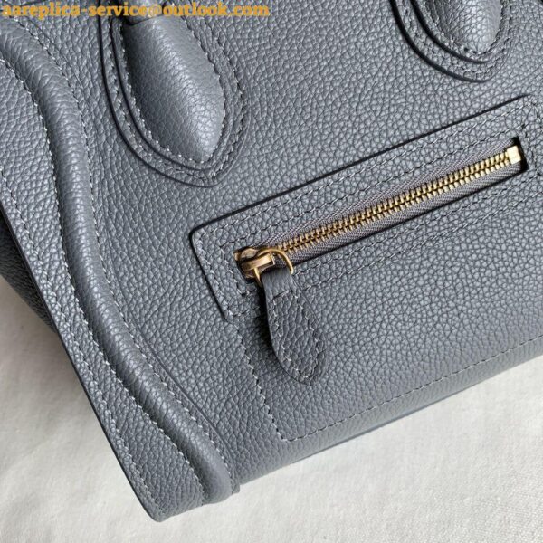 Replica Celine Nano Luggage Tote Bag In Kohl Drummed Calfskin 10