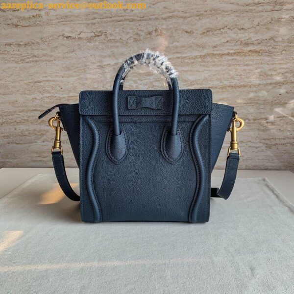 Replica Celine Nano Luggage Tote Bag In Navy Blue Drummed Calfskin 5