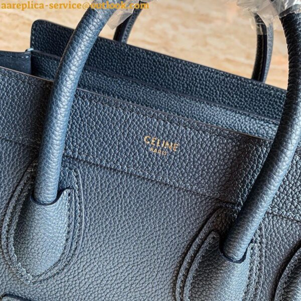 Replica Celine Nano Luggage Tote Bag In Navy Blue Drummed Calfskin 6