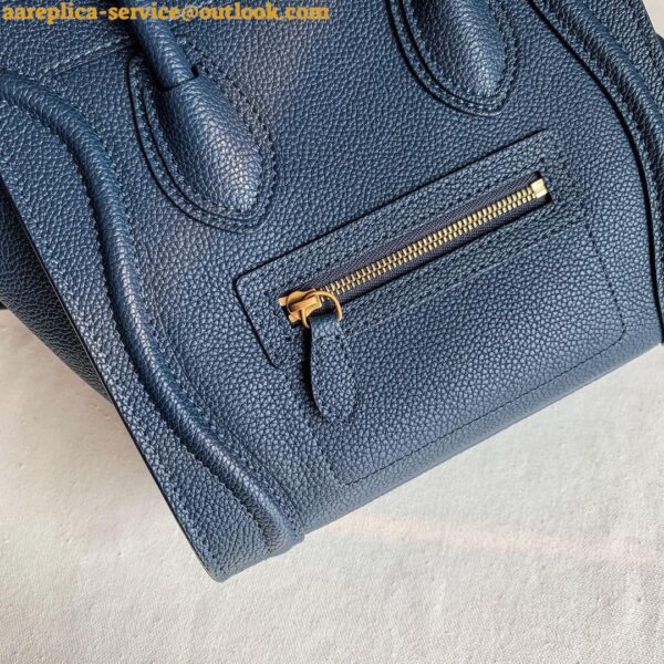 Replica Celine Nano Luggage Tote Bag In Navy Blue Drummed Calfskin 7