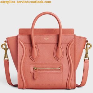 Replica Celine Nano Luggage Tote Bag In Orange Drummed Calfskin