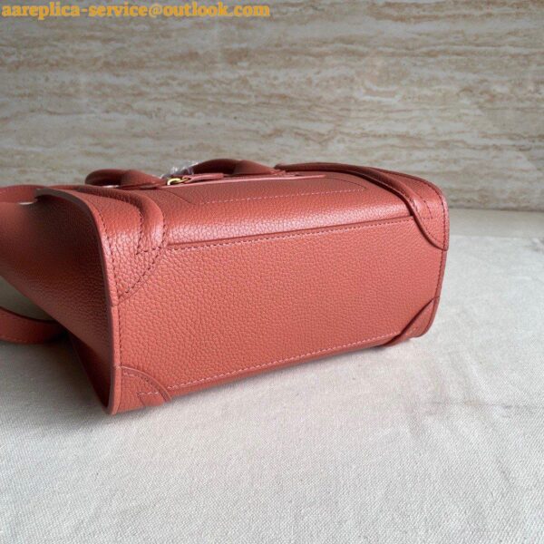 Replica Celine Nano Luggage Tote Bag In Orange Drummed Calfskin 10