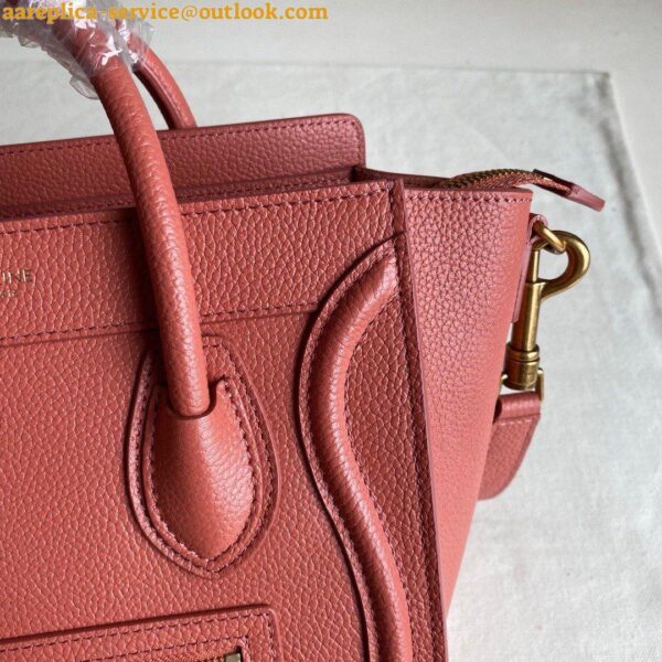 Replica Celine Nano Luggage Tote Bag In Orange Drummed Calfskin 12