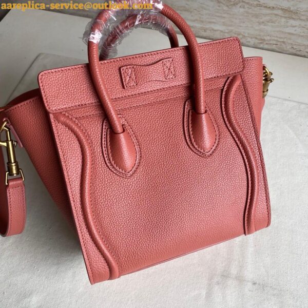 Replica Celine Nano Luggage Tote Bag In Orange Drummed Calfskin 13