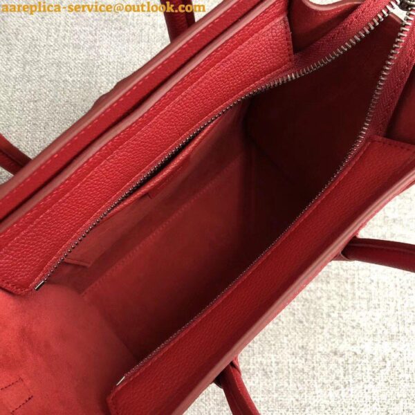 Replica Celine Nano Luggage Tote Bag In Red Drummed Calfskin 7