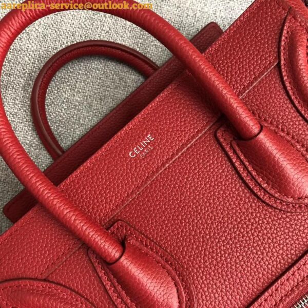 Replica Celine Nano Luggage Tote Bag In Red Drummed Calfskin 11