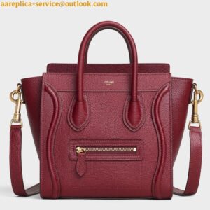 Replica Celine Nano Luggage Tote Bag In Ruby Drummed Calfskin