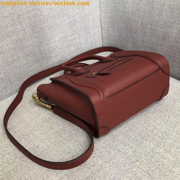 Replica Celine Nano Luggage Tote Bag In Ruby Drummed Calfskin 5