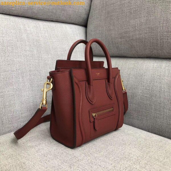 Replica Celine Nano Luggage Tote Bag In Ruby Drummed Calfskin 7