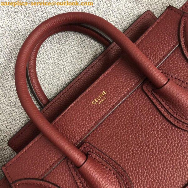 Replica Celine Nano Luggage Tote Bag In Ruby Drummed Calfskin 8