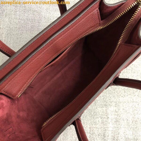 Replica Celine Nano Luggage Tote Bag In Ruby Drummed Calfskin 10