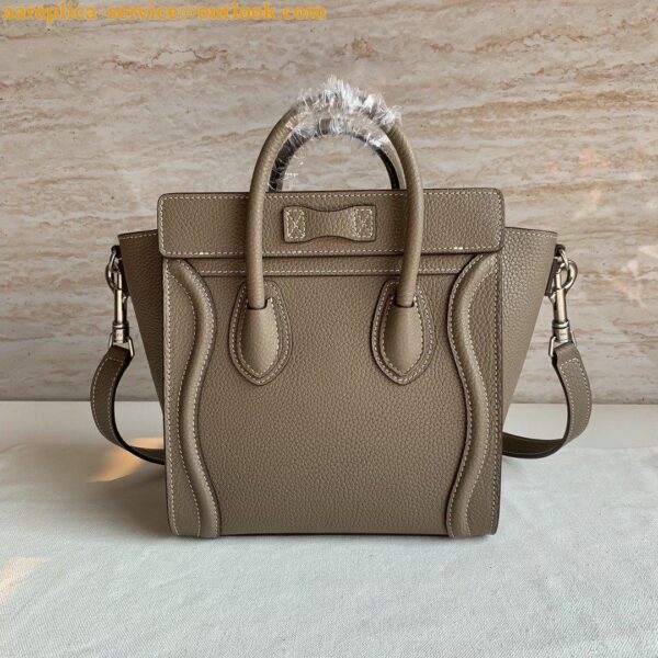 Replica Celine Nano Luggage Tote Bag In Souris Drummed Calfskin 3